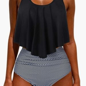 OMKAGI Women's Ruffle Bikini Swimsuit High Waisted